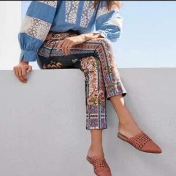 Johnny Was Biya Printed Multicolor Viva Croppes Twill Jeans Pants - Picture 3 of 12